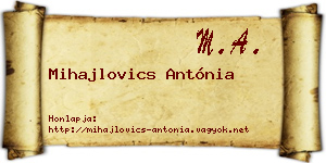Mihajlovics Antónia névjegykártya